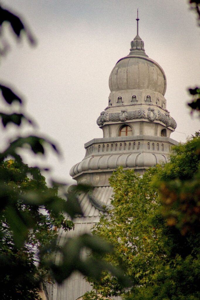 A landmark building along the Yellow Cobblestones in Sofia, Bulgaria