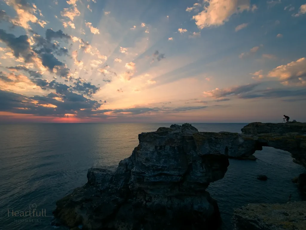 An (almost) lonely sunrise at the Arch in Tyulenovo on the Black Sea, the Northern Coast of Bulgaria.